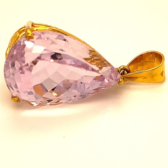 Pink Kunzite 17.91ct Solid 18K Yellow Gold Pendant - Picture 1 of 9